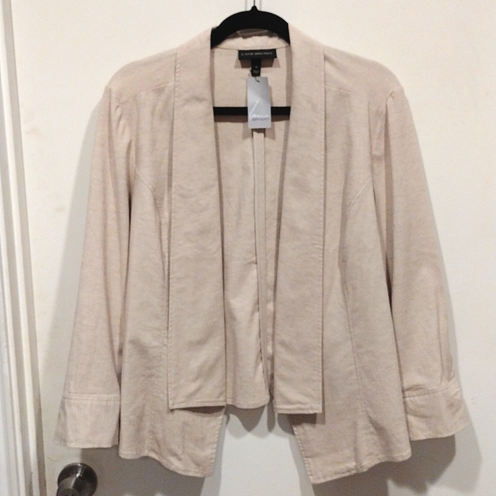 NWT Lane Bryant Women's Beige Linen Blend Modern Open Front Blazer Sz 18-Career